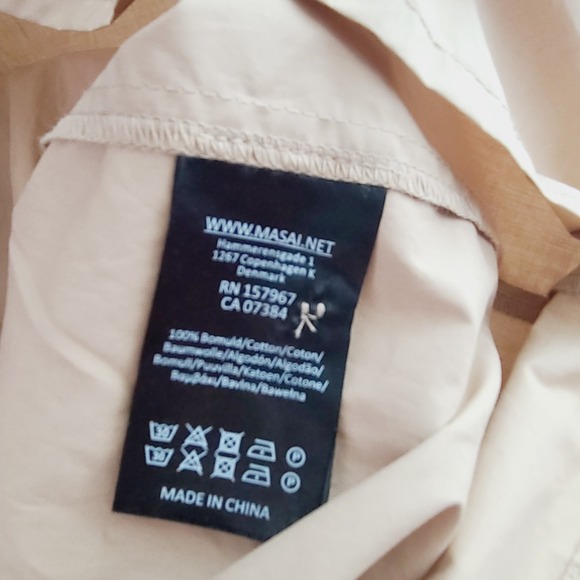 Masai Copenhagen Nydilla Dress 2XL Beige Cotton Tiered Midi Buttoned Shirt Dress - Picture 8 of 12